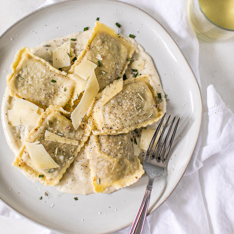 Picture of chicken, zucchini & ricotta ravioli